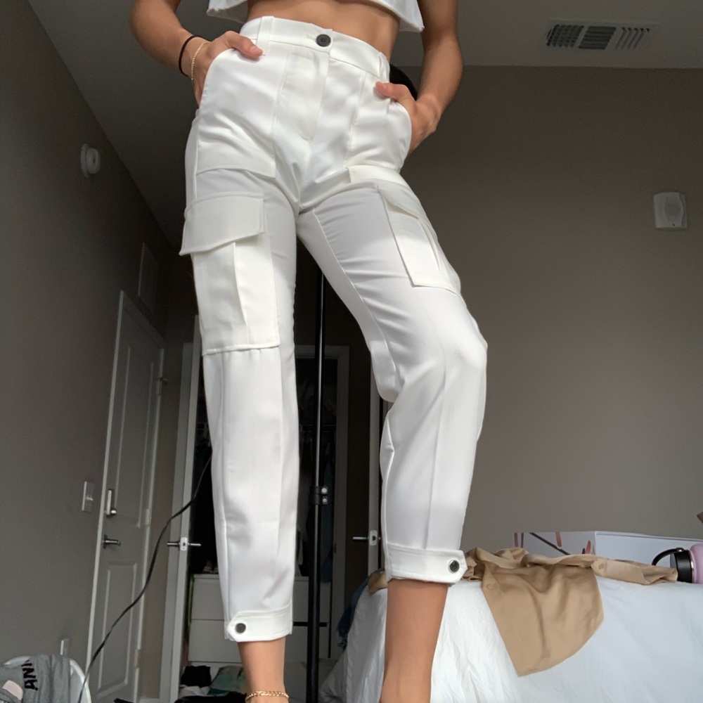 BERSHKA White Joggers with Silver detailing!!